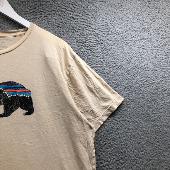 Patagonia Fitz Roy Bear Logo Organic Cotton Slim Fit T-Shirt Mens XL Tan - Picture 9 of 13